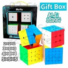 Kit Box Cubo Mágico 2x2+3x3+4x4+5x5 MoYu Original Profissional Presente