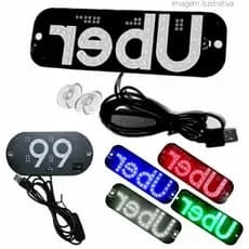 Placa para Aplicativo Motorista App Led U-ber Taxi Usb 99