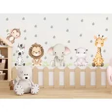 Adesivo de Parede Infantil Safari Animais Quarto Menino Menina