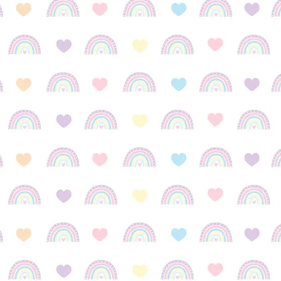 Kit 126 Adesivos Decorativos Arco-íris + Corações Coloridos Quarto Menina Tons Pastéis