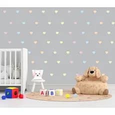 Adesivo de Parede Infantil - Corações Quarto - Tons Pastel