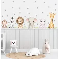 Adesivo de Parede Infantil Safari Animais Quarto Infantil