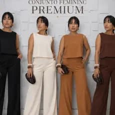 Conjunto Feminino Social em Linho Alfaiataria Premium Calça E Blusa Social Elegante
