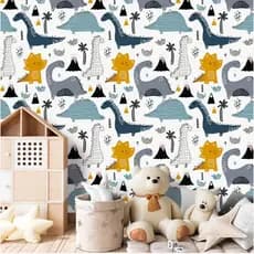 Papel de Parede Dinossauro 5 METROS X 45CM Auto-Adesivo Auto-Colante