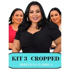 Kit 3 Blusinha Cropped Plus Size Manga Princesa Tendência Verão Super Confortável