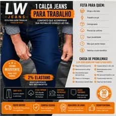 Calça Jeans Masculina Lycra Elastano Premium Reforçada Para Trabalho