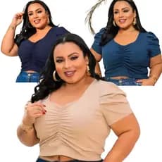 Cropped Plus Size Básico Princesa Versátil Moda Verão