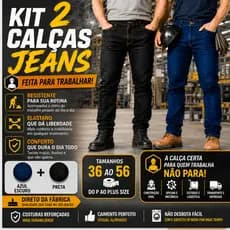 Kit 2 Calça Jeans Masculina Tradicional Corte Reto Promoção Resistente Linha Premium