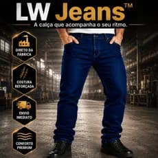 Calça Jeans Masculina Trabalho Premium Azul Preto Com Lycra Reta Resistente