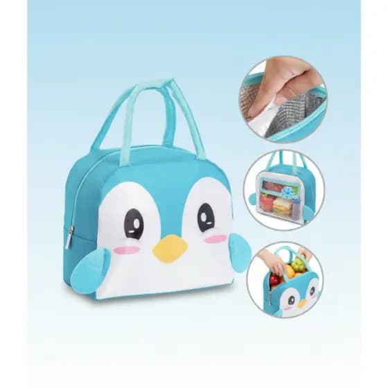 Lancheira Térmica de Pinguim Para Crianças | Mantém Lanche Frio/Quente | Design Divertido Escolar