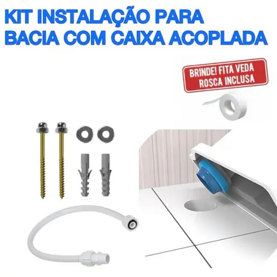 Kit Instalação Vaso Sanitário Anel Vedação +Engate +Parafuso Latão +Veda Rosca Grátis|ENVIO IMEDIATO