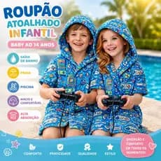 ROUPÃO DE BANHO INFANTIL COM CAPUZ ATOALHADO EXTRA MACIO