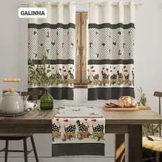 Cortina Para Cozinha Oxford Moderna 3,00 x1,40