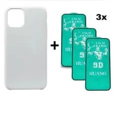 Kit 4em1 Case Branca + 3X Película Cerâmica iPhone 11 12 13 14 15 16 Pro Max - CSTech
