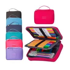 Estojo Box 100 Pens com Elásticos/ Estojo Escolar / Necessaire Com Alça e Divisórias / Estojo MakeUp