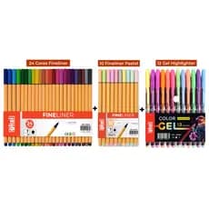 Kit Canetas Coloridas Ponta Fina 24 Cores + 10 Cores Pastel + 12 Gel Pastel ou Neon