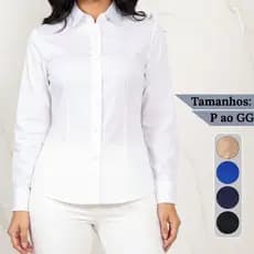 Camisa Feminina Social Manga Longa Trabalho Lycra Secretária Premium Estilosa