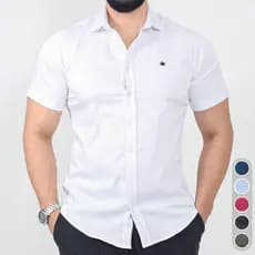 Camisa Masculina Manga Curta Botão Moda Casual e Social Slim Passa Fácil Fit Luxo