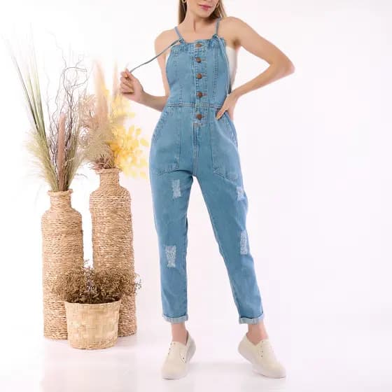 Macacão Jeans Feminino Jardineira Jeans Feminina Lançamento