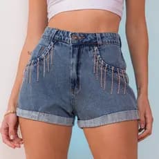 Short Jeans Feminino Zíper Destroyed Hot Pant Maravilhoso