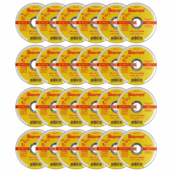 Kit 24 Discos De Corte Starrett Inox 115mm 4.1/2 x 1mm Extra Fino Esmerilhadeira