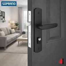 Fechadura Externa Soprano Ipanema Reta Preta ESP 27 Porta Segurança Design Moderno