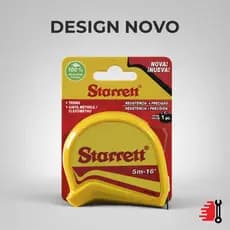 Trena Starrett 5m 19mm Profissional Com Trava Fita De Aço Milímetros E Polegadas