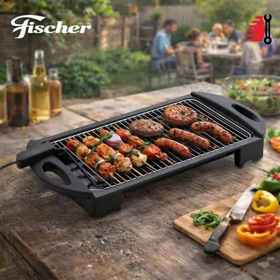 Churrasqueira Elétrica Portátil Fischer Grill Preto Ranch Grill 220V Churrasco Camping