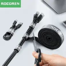 Rolo de velcro 3 metros x 15mm Abraçadeira fita Organizador Cabos Fios Dupla Face Enrolar