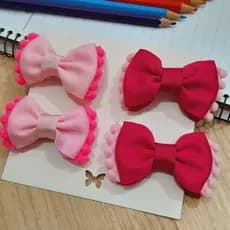 Laço kit 2 pares laço gravatinha pompom infantil