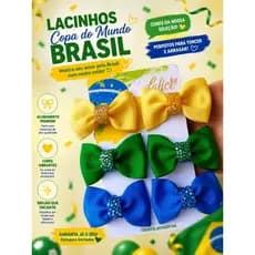 Laço copa do mundo brasil cartela de lacinho do brasil infantil no bico de pato presilha