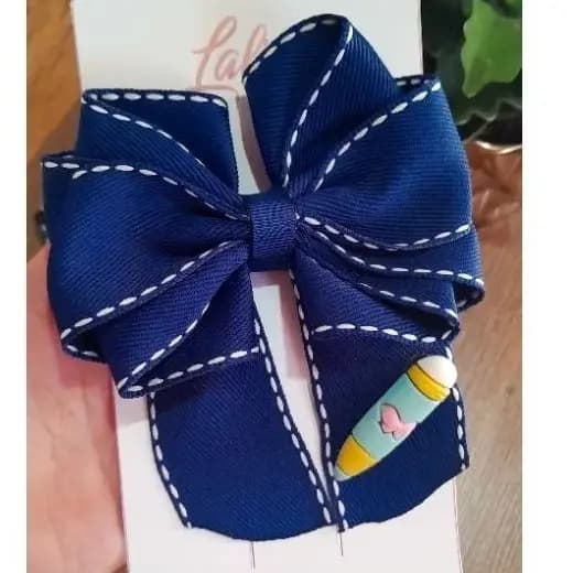 Laço Milena com cauda Laço escolar infsntil menina azul marinho ou preto Laço grande escolar
