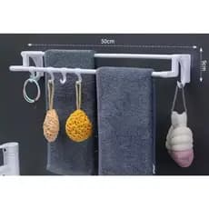 Porta Toalha Duplo Multiuso Para Banheiro Cozinha Com Suporte e Adesivo