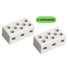 2 Conectores de Porcelana 250V Tripolar P/ Chuveiro