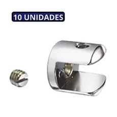 Kit 10 Suportes Fenda Metal Cromado Para Prateleira Vidro