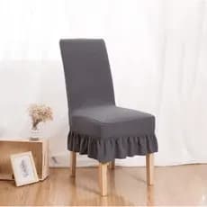 Capa para Cadeira com Babado Elástica em Tecido Jacquard – Proteção e Decoração para Sala de Jantar