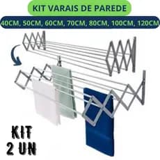KIT 2 Varais de Parede Sandonado Recolhível 100% Alumínio Não Enferruja 40cm até 120cm