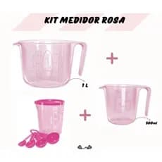Kit Jarras e Colheres Medidoras Rosa Injetemp