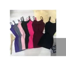 Kit 10 Vestidos canelado curto de alcinha