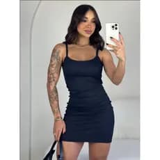 Vestido Feminino Tubinho Canelado de Alcinha Curto