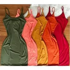 Kit 7 Vestidos canelado curto de alcinha