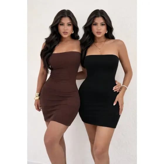 KIT 2 VESTIDO SUPLEX TOMARA QUE CAIA FEMININO MODA GRINGA VERÃO