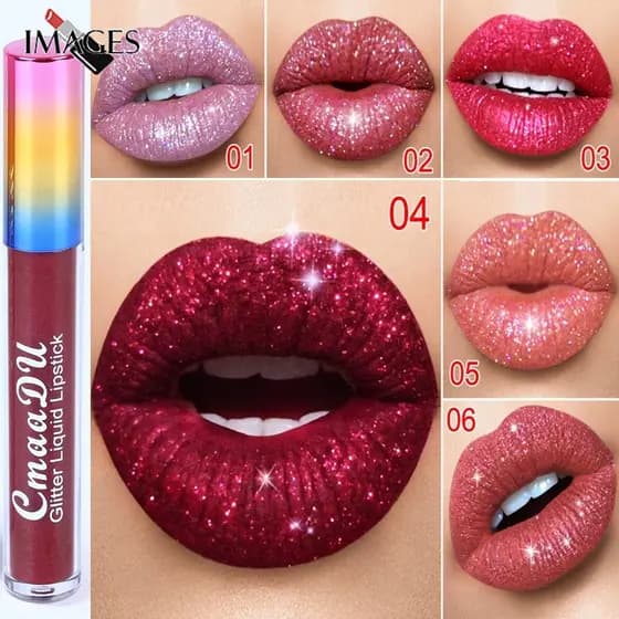 CmaaDu Brilho Labial Diamante Mate Imagem Do Batom Metálico