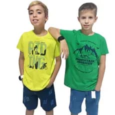 Conjunto Bermuda  Jeans+ Camiseta algodão Manga Curta infantil masculino  10 ao 16 Anos