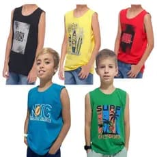Kit 5 Camisetas Regata  Infanto Juvenil Menino Masculino 10 Ao 16 Algodão