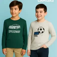 KIT 2 Camisetas Infantil Manga Longa Algodão  Menino  Estampa Moderna 10 ao 16 anos