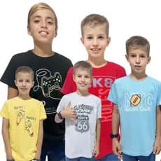 Kit 5 camisetas gola redonda infantil juvenil estampada manga curta menino 10 ao 16