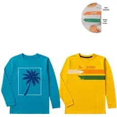 KIT 2 Camisetas Infantil Manga Longa Algodão Masculina Juvenil Menino Gola Redonda