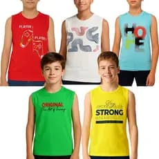 Kit 5 Camisetas Regatas Masculinas - Menino Infantil Juvenil Algodão Tamanhos 10 ao 16