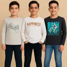 Kit 3 Camisetas Infantil Manga Longa Masculina menino infanto juvenil premium algodão
